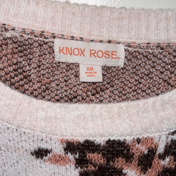 Creamy Pink Knox Rose Sweater with Brown and Pink Floral Pattern Size XXL - Picture 4 of 8
